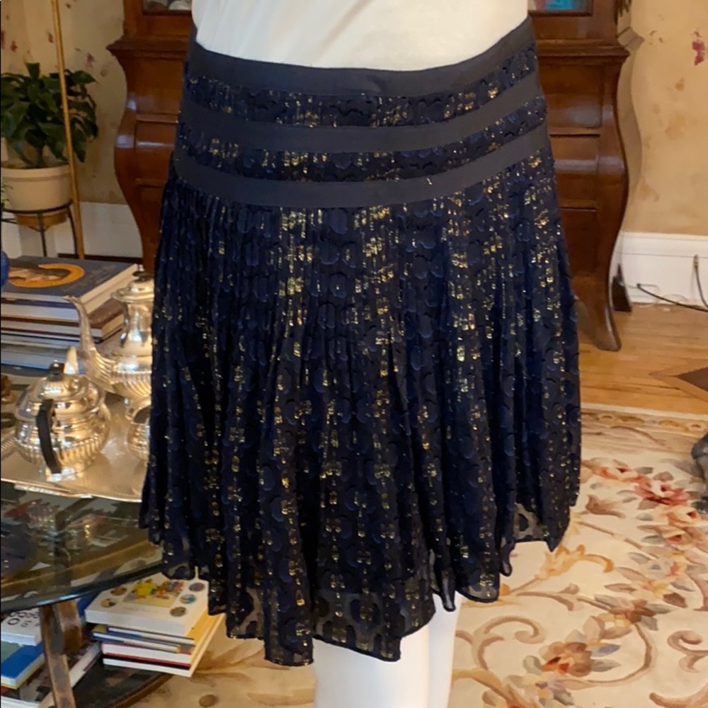 J Crew  navy pleated short a line skirt